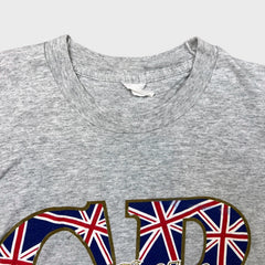 Vintage 90s Great Britain Union Jack T Shirt Mens XL Gray Single Stitch Flag Tee