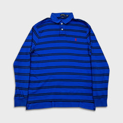 Polo Ralph Lauren Shirt Mens Large Blue Pony Striped Preppy Long Sleeve