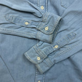 Sandro Paris Oxford Denim Shirt Mens XS Blue Casual Light Wash Button Up