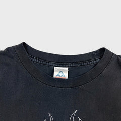 Vintage Y2K Mecca Skull Dragon T Shirt Mens Large Black Faded Grunge Punk Tee