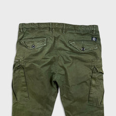 G-Star Raw 3301 Pants Mens 34x33 Green Regular Taper Leg Cuff Cargo Trouser
