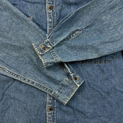 Vintage 90s Levi's Denim Shirt Mens Large Blue Red Tab Light Wash Button Up