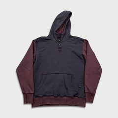 G-Star Raw Harm Hoodie Mens XL Purple 1/4 Button Up Faded Hooded Sweater