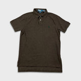 Vintage 90s Polo Ralph Lauren Shirt Mens Brown Medium Pony Preppy Short Sleeve