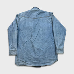 Dickies Denim Shirt Mens Medium Blue Light Wash Casual Western Button Up