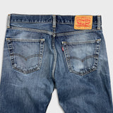 Levi's 505 Jeans Mens 34x30 Blue Regular Fit Straight Leg Distress Dark Wash Pants
