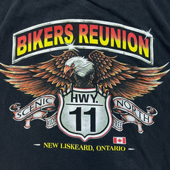 Vintage Y2K Bikers Reunion Ride Eagle T Shirt Mens XL Black Faded Double Sided Tee