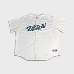 Vintage Y2K Majestic Vernon Wells Toronto Blue Jays Jersey Mens 2XL White MLB Baseball