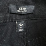 True Religion Geno Pants Mens 32x30 Black Relaxed Slim Stretch Dark Wash Denim