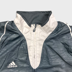 Adidas Light Jacket Mens Medium Blue Essentials 3 Stripe Full Zip Climalite Windbreaker Bomber