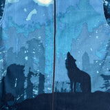 Mountain Ridge Wolf Fleece Mens Large Blue Winter Full Zip AOP Animal Jacket
