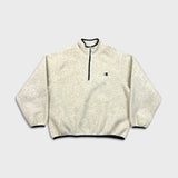 Vintage Y2K Champion Fleece Mens Medium Beige C Logo 1/4 Zip Outdoor Jacket Pullover