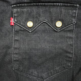 Levi's Denim Shirt Men XL Black Red Tab Dark Wash Casual Western Button Up