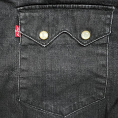 Levi's Denim Shirt Men XL Black Red Tab Dark Wash Casual Western Button Up