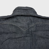 Vintage Levi’s Denim Shirt Mens XL Black Western Dark Wash Pearl Snap Button Up