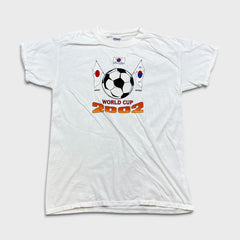Vintage 2002 FIFA World Cup T Shirt Mens Medium White Japan & Korea Soccer Tee