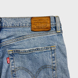 Levi's Ribcage Straight Jean Womens 32x27 Blue Distressed High Rise Light Wash Denim Pants