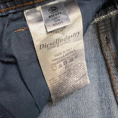 Diesel Jeans Mens 35x30 Blue Thavar Regular Slim Skinny Distressed Frayed Denim Pants
