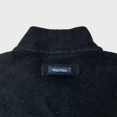 Vintage Y2K Nautica Fleece Mens Large Black 1/4 Zip Outdoor Pullover Jacket