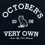 October's Very Own T Shirt Mens Medium Black OVO Owl Collegiate Same City Tee