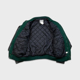 Vintage 80s  John Deere Jacket Mens Large Green Welland Works Loader Wool Leather Varsity