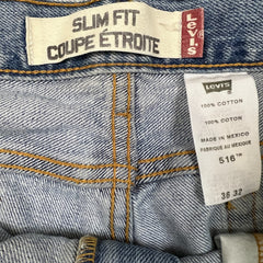Vintage Y2K Levi's 516 Jeans Mens 36x32 Blue Slim Straight Leg Light Wash Faded Denim Pants