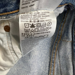 Levi's 501 T Jeans Mens 31x32 Blue Taper Fit Distressed Light Wash Denim Pants