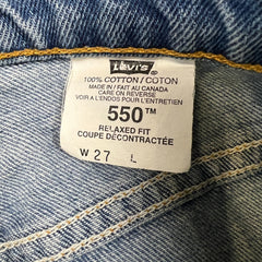 Vintage 90s Levi's 550 Jeans Men 27x32 Blue Relaxed Fit Tapered Leg Medium Wash Pants