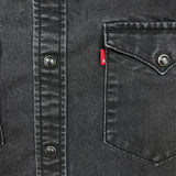Levi's Standard Denim Shirt Mens Large Black Dark Wash Casual Western Pearl Snap