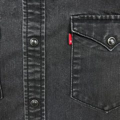 Levi's Standard Denim Shirt Mens Large Black Dark Wash Casual Western Pearl Snap