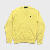Polo Ralph Lauren Sweater Mens Small Yellow Pony V Neck Pullover