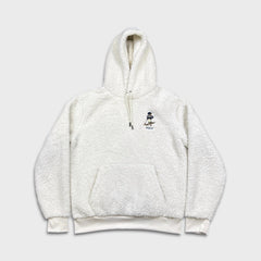Polo Ralph Lauren Ski Bear Fleece Mens Medium White High Pile Hooded Jacket