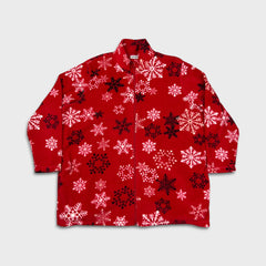 Vintage 90s Cabin Creek Snowflake Fleece Mens 2XL Red Full Zip Outdoor Jacket