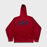 Vintage 90s Gap Fleece Mens Small Red Spell Out Distressed Pullover Jacket