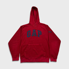 Vintage 90s Gap Fleece Mens Small Red Spell Out Distressed Pullover Jacket