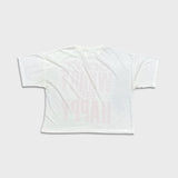 Vintage 80s Dont Worry Be Happy T Shirt Womens Medium White Crop Single Stitch Boxy