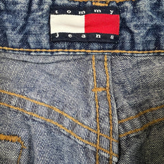 Vintage 90s Tommy Hilfiger Jeans Womens 28x32 Blue Straight Flare Leg Medium Wash Denim Pants