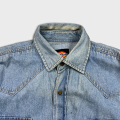 Dickies Denim Shirt Mens Medium Blue Light Wash Casual Western Button Up