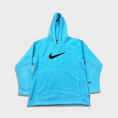 Vintage Y2K Nike Sportswear Fleece Mens Large Blue Swoosh Pullover Hooded Jacket