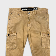 G-Star Raw Pants Mens 34x34 Beige Straight Leg Utility Cargo Casual Trousers