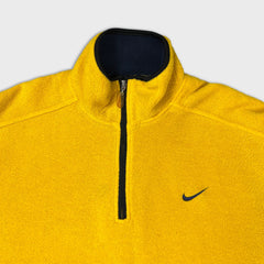 Vintage Y2K Nike Sportswear Fleece Mens XL Yellow Swoosh 1/4 Zip USA Pullover Jacket