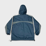 Vintage 90s Adidas Jacket Mens Medium Blue Stripe Reversible Fleece Full Zip Coat