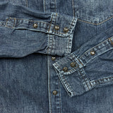 2014 Armani Exchange Denim Shirt Mens Large Blue Dark Wash Western Jean Pearl Snap