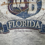 Vintage 1992 Joe Cool Miami Beach Florida T Shirt Mens XL Gray Faded Graphic Tee