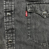 Levi's Denim Shirt Mens Large Black Dark Wash Casual Western Pearl Snap
