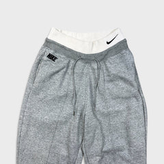 Nike Sportswear Sweatpants Womens Medium Gray Double Waisted Swoosh Taper Leg