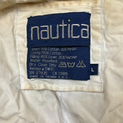 Vintage 90s Nautica Jacket Mens Large Red Full Zip Bomber Down Heavy Coat