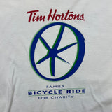 Vintage Y2K Tim Hortons T Shirt Mens Large White Family Bicycle Ride For Charity Tee