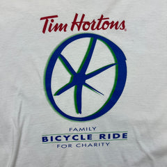 Vintage Y2K Tim Hortons T Shirt Mens Large White Family Bicycle Ride For Charity Tee