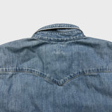 Levi's Barstow Denim Shirt Men XL Blue Light Wash Casual Jean Western Pearl Snap